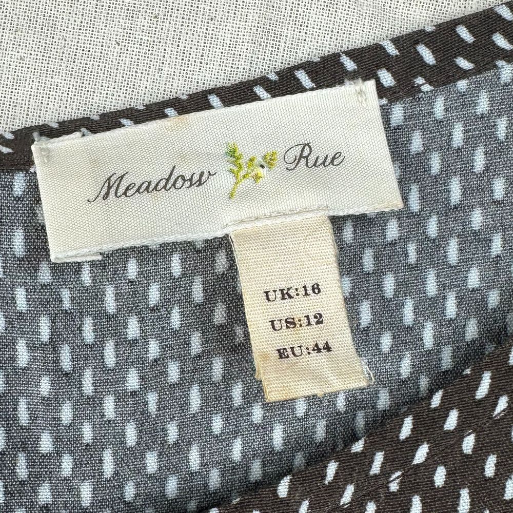 Anthropologie Meadow Rue Drop Waist Brown Polka Dot Dress Size 12 - Picture 2 of 8